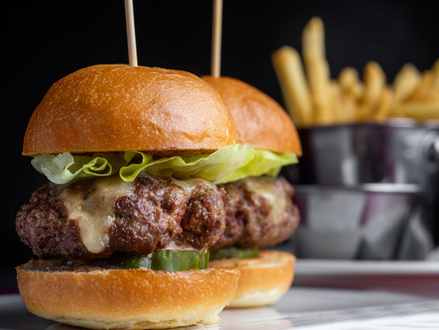 Burger sliders and fries